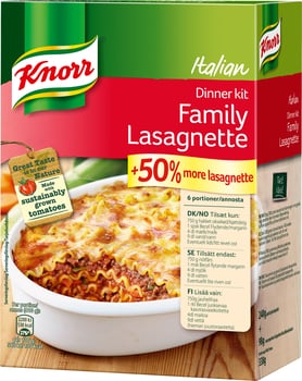 Family Lasagnette (Knorr) - Så många kalorier innehåller en förpackning