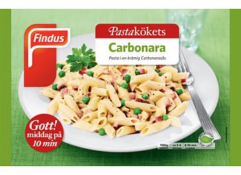 Pasta carbonara Måltid Fryst (Findus) - Så många kalorier innehåller en  förpackning